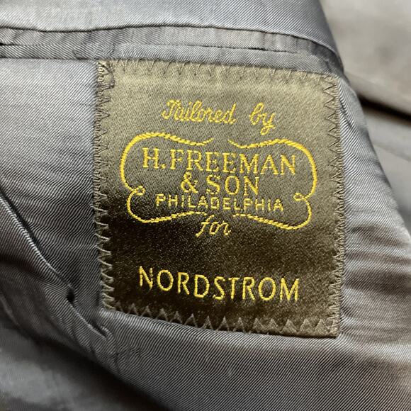 Vtg H Freeman & Son Suit Jacket‎ Blazer Mens 42L Black Wool 2 Gold Button Vented - Picture 4 of 14